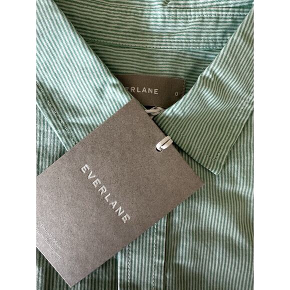 Everlane Relaxed Fit Mint Green Striped Oxford Shirt Size 0 - Picture 5 of 5